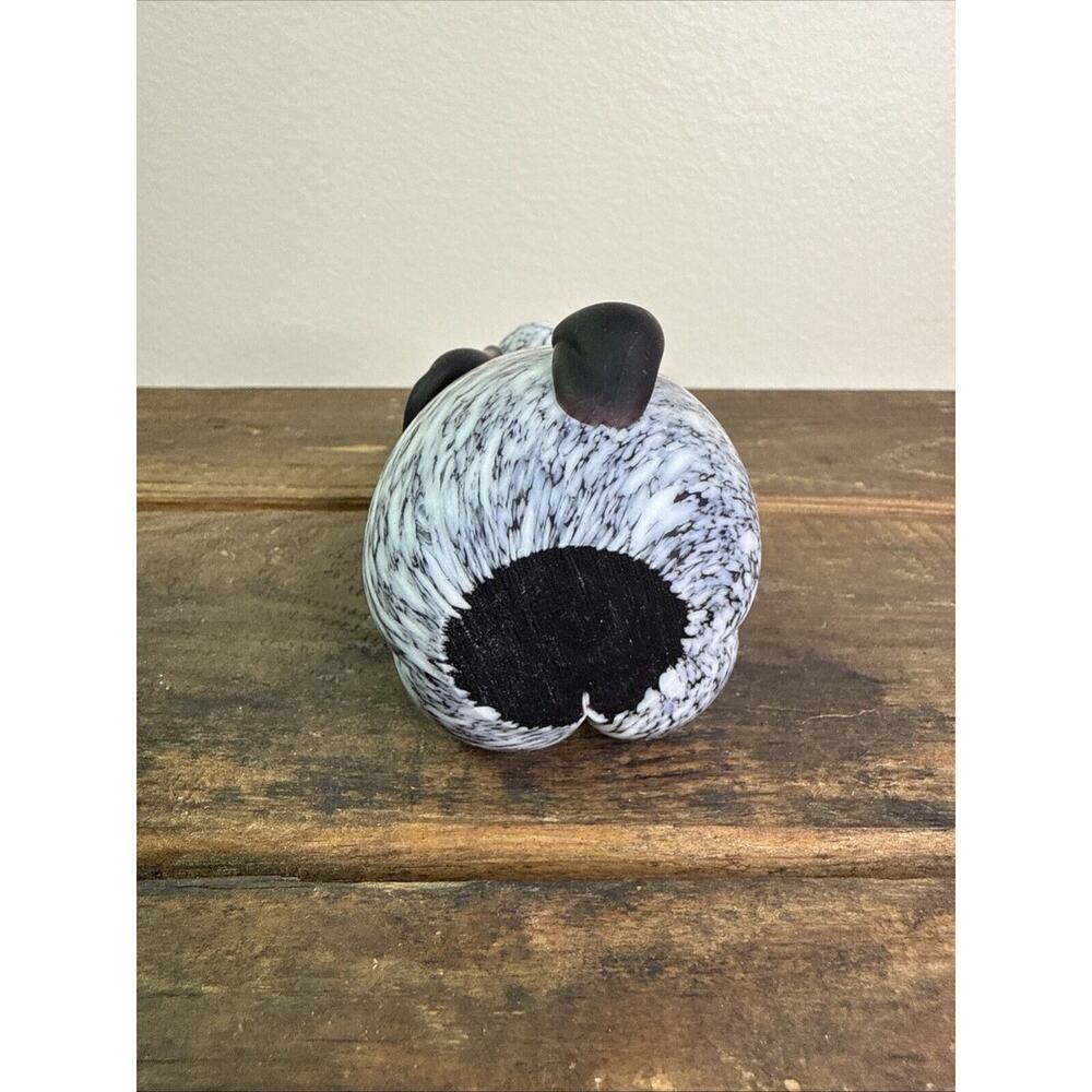 Archimede Seguso Art Glass Hound Dog Nero A Macchie Di Smalto Bianco Paperweight - Picture 9 of 10